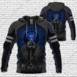 Grim Reaper Harley-Davidson Hoodie,  Black And Blue Aura Design All-Over Print Harley-Davidson Hoodie