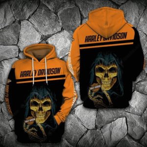 Grim Reaper Holding Logo Harley-Davidso Shirt, Harley-Davidson Rebellious Skull Hoodie