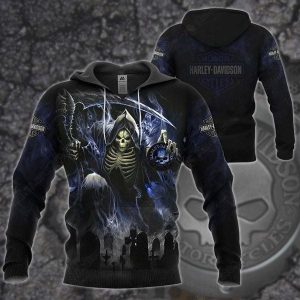 Grim Reaper and Graveyard Harley-Davidson Hoodie, All-Over Print Grim Reaper Hoodie