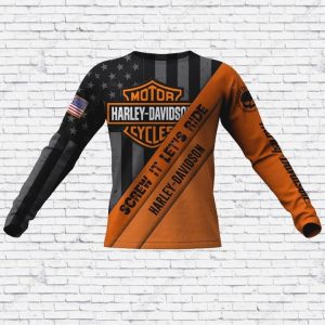 Harley-Davidson American Flag Hoodie, Screw It Let’s Ride Slogan Patriotic Harley-Davidson 3D All Over Print