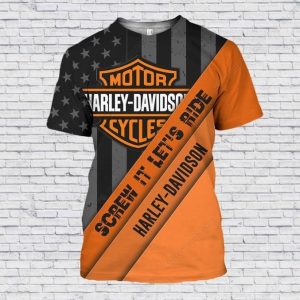 Harley Davidson American Flag Hoodie Screw It Lets Ride Slogan Patriotic Harley Davidson 3D All Over Print 3 Shirt