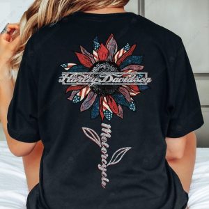 Harley-Davidson American Flag Sunflower Motorcycle T-Shirt