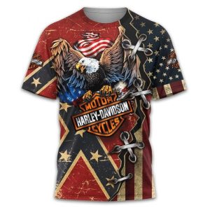 Harley Davidson American Pride Hoodie Bold American and Confederate Flag Design 1