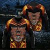 Harley-Davidson Biker Skull Winged Hoodie, Vibrant Flames and Riding Helmet Graphic