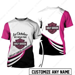 Harley-Davidson Breast Cancer Awareness T-Shirt, In October, We Wear Pink Design