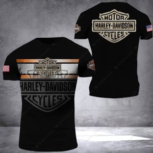 Harley Davidson Classic Logo Black Hoodie with American Flag Patch 2 t shirt