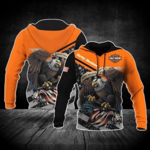 Harley Davidson Eagle Rider Graphic Freedom Hoodie Orange and Black Harley Davidson Patriotic Design 1 hoodie