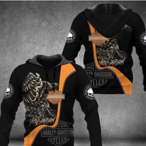 Harley-Davidson Eagle and Motorcycle Hoodie, Eagle Wings and Metallic Harley-Davidson Merch