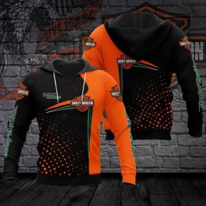 Harley-Davidson Geometric Skull Hoodie, Orange with Black & White Accents