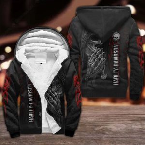 Harley-Davidson Grim Reaper And Praying Hands Hoodie, Vibrant Black & Red Harley-Davidson Hoodie