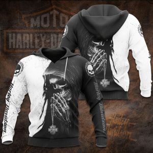 Harley-Davidson Grim Reaper Hoodie, Black with Praying Skull & Bold Accents