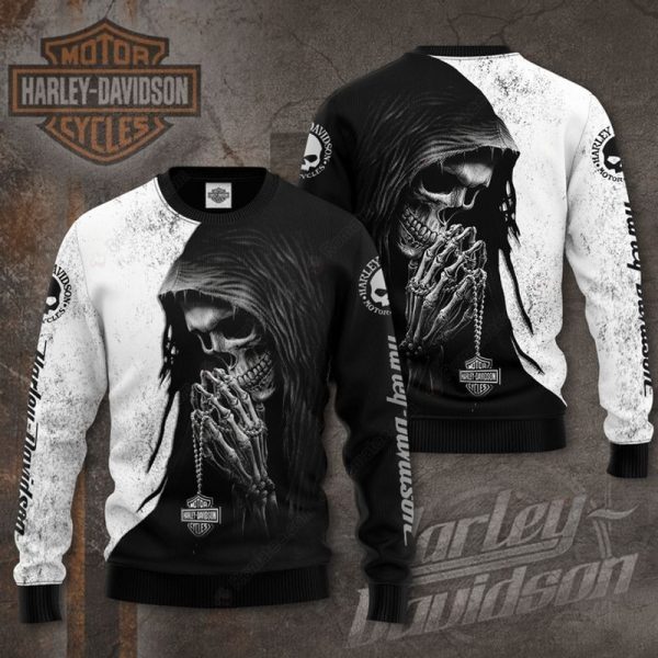 Harley-Davidson Grim Reaper Hoodie, Black with Praying Skull & Bold Accents