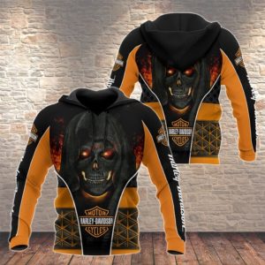 Harley-Davidson Grim Reaper Hoodie, Flames and Geometric Harley-Davidson 3D All Over Print