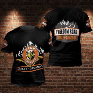 Harley-Davidson High Country Eagle Merch, Bold Harley-Davidson Freedom Road 3D T-Shirt