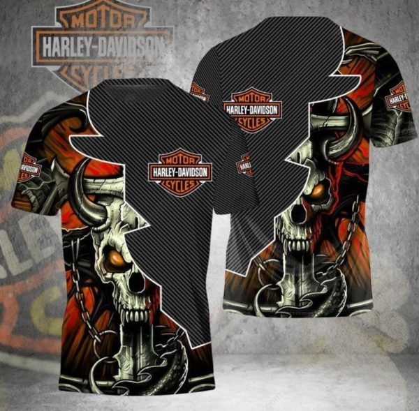 Harley-Davidson Horned Skull and Sword Shirt, Bold Black Harley-Davidson Hoodie