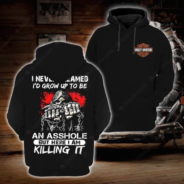 Harley Davidson I Never Dreamed To Grow Up To Be An Asshole Hoodie