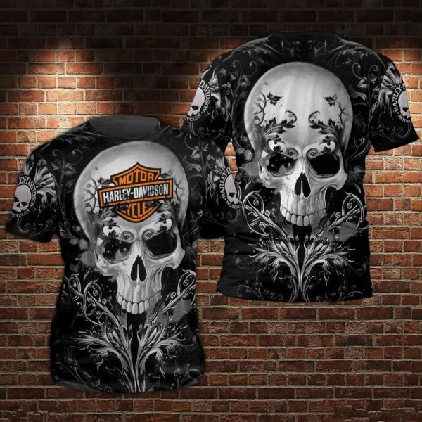 Harley-Davidson Intricate Skull and Logo Merch, Harley-Davidson Motorcycle T-Shirt