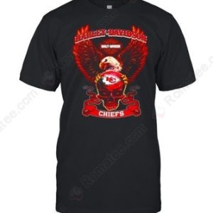 Harley Davidson Kansas City Chiefs T-Shirt, Eagle and Skull Design