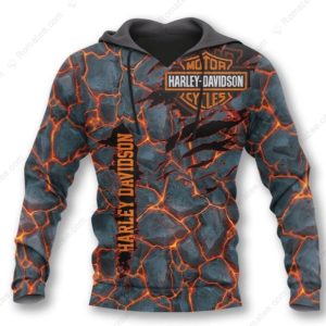 Harley-Davidson Lava and Flames Hoodie, Power and Rebellion Harley-Davidson 3D All Over Print Hoodie