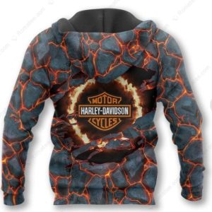 Harley-Davidson Lava and Flames Hoodie, Power and Rebellion Harley-Davidson 3D All Over Print Hoodie