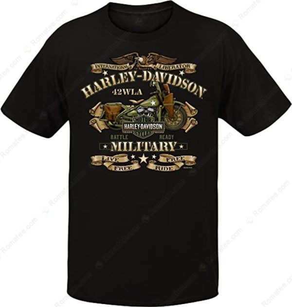 Harley-Davidson Motorcycle Live Free Ride Free Millitary T-Shirt