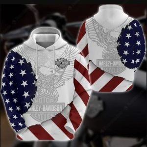 Harley-Davidson Patriotic Eagle and American Flag 3D All Over Print Hoodie