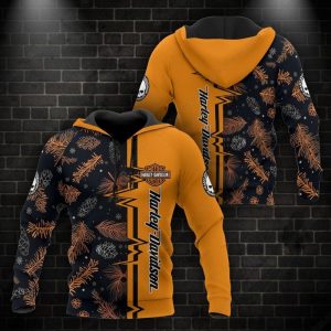 Harley-Davidson Pine Needles and Pine Cones Hoodie, Harley-Davidson Christmas Hoodie with Biker Cool