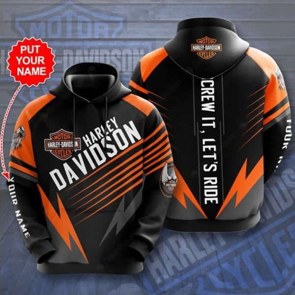 Harley-Davidson Screw It Let’s Ride Hoodie, Orange with Dynamic Stripes & Logo