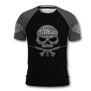 Harley Davidson Skull And Rifles Hoodie Military Inspired Harley Davidson Hoodie T Shirt