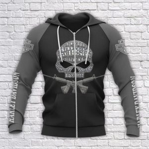 Harley Davidson Skull And Rifles Hoodie Military Inspired Harley Davidson Zip Hoodie