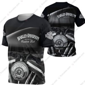 Harley-Davidson Skull Engine T-Shirt, Personalized Name Skull Harley-Davidson 3D All-Over Print