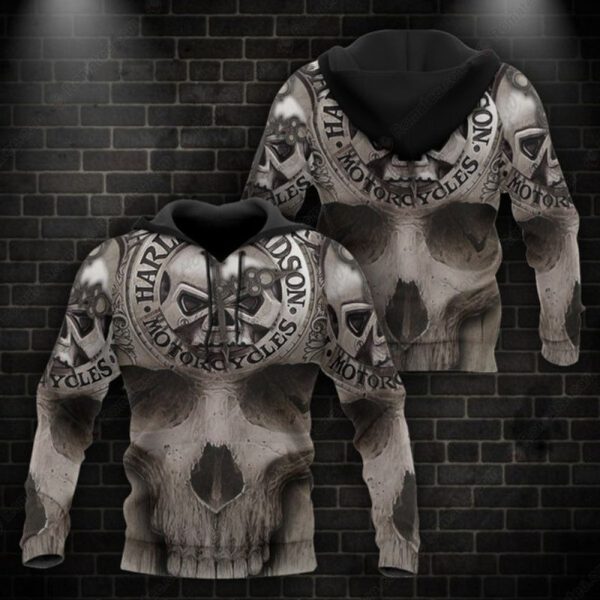 Harley-Davidson Skull Watch Hoodie, Dark Aesthetic Harley-Davidson Hoodie