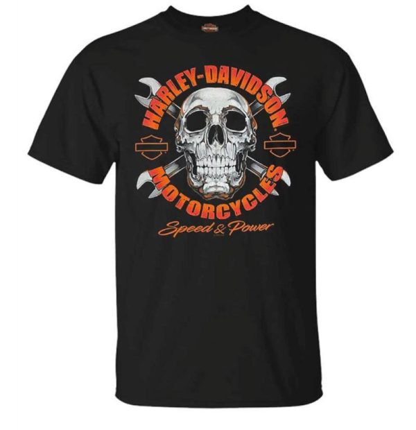 Harley-Davidson Skull and Wrenches T-Shirt, Speed & Power Harley-Davidson Merch