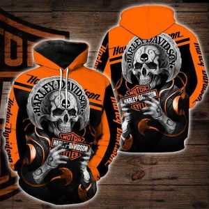 Harley-Davidson Willie G Skull Holding Logo 3D Vintage All Over Print Hoodie