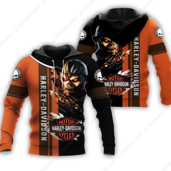 Iron Maiden Harley-Davidson Hoodie, Striking Horror-Inspired Design for Motorcycle