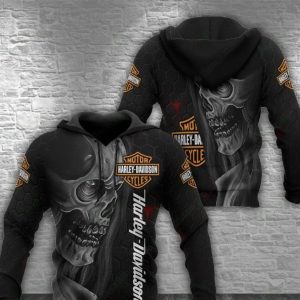 Long Hair Skull Harley-Davidson Motorcycle 3D All Over Print Hoodie