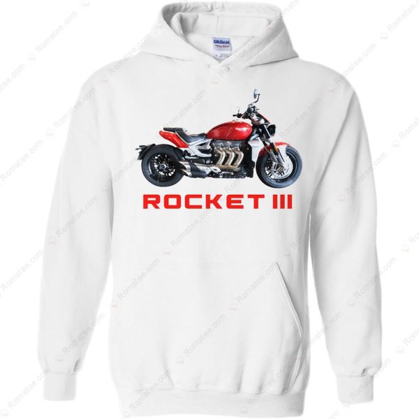 Minimalist Triumph Rocket 3 Biker Pullover, Red Rocket III Enthusiast Graphic Hoodie