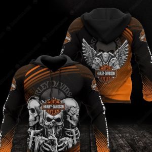 Multiple Skulls and Racing Harley-Davidson Merch, Fierce Skull Design with Winged 3D All Over Print