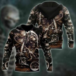 Native American Skull 3D shirt, All-Over Print Motorcycle Hoodie