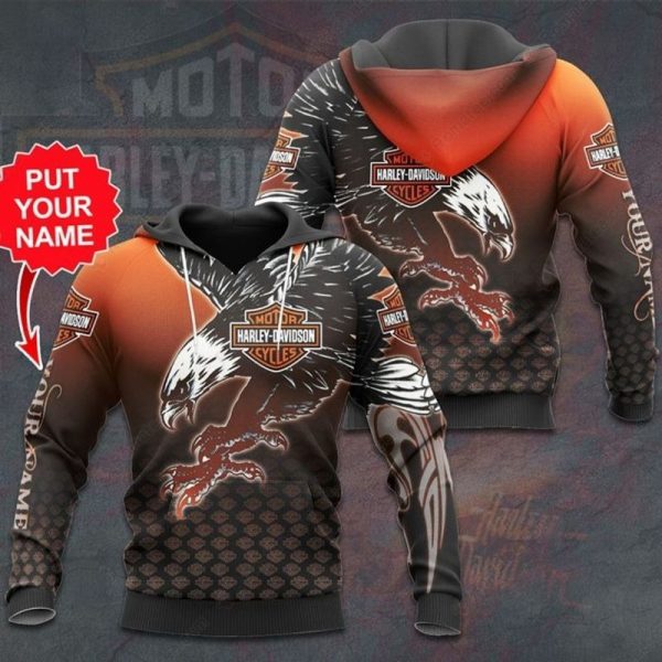 Personalized Harley-Davidson Eagle Hoodie, Freedom and Strength Design