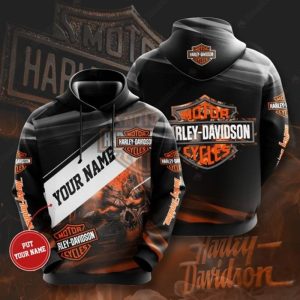 Personalized Harley-Davidson Skull and Flames Hoodie 3D All Over Print