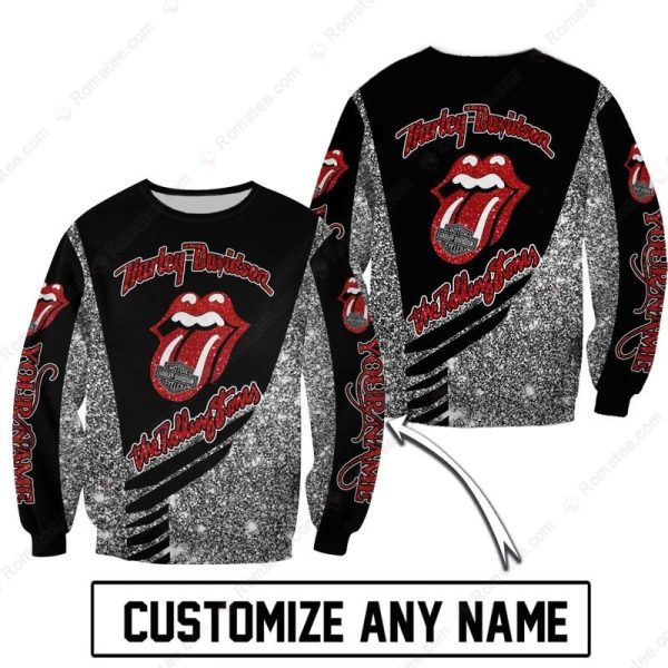 Personalized Name Harley-Davidson Rolling Stones 3D All Over Print Sweatshirt