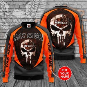 Personalized Punisher Skull with Flame Harley-Davidson 3D All Over Print