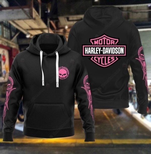 Pink Harley-Davidson Willie G Skull 3D All Over Print Hoodie