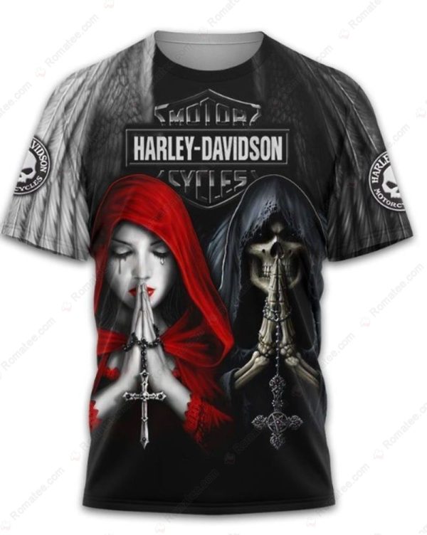 Praying Woman and Grim Reaper Merch, Harley-Davidson Dark Fantasy Tee