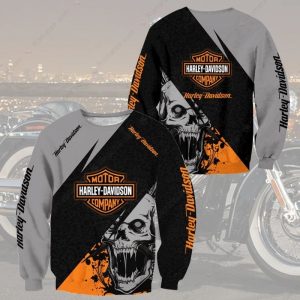 Scary Skull Harley-Davidson Hoodie, Contemporary Biker Style with Classic Imagery