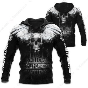 Skull and Angel Wings Harley-Davidson Hoodie, Black Harley-Davidson Hoodie