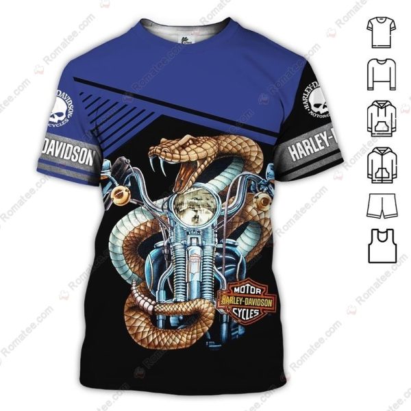 Snake and Motorcycle Harley-Davidson T-Shirt, Power and Freedom All-Over Print Harley-Davidson T-Shirt