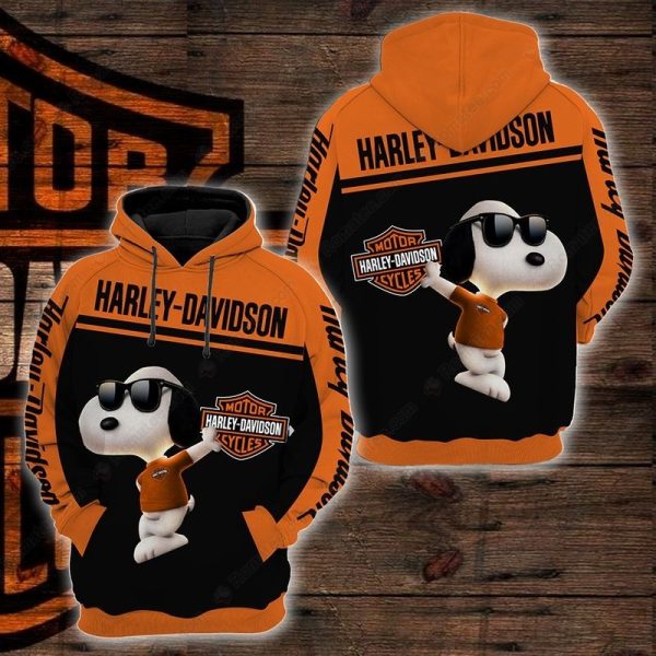 Snoopy and Motorcycle Harley-Davidson Hoodie, All-Over Print Harley-Davidson Hoodie