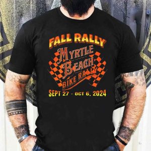 Vibrant Checkered Flag Motorcycle Rally Shirt,  2024 Fall Myrtle Beach Bike Rally Event Merch